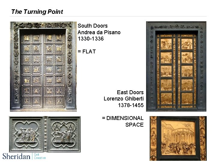 The Turning Point South Doors Andrea da Pisano 1330 -1336 = FLAT East Doors