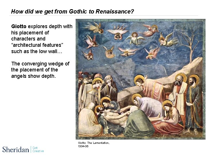 How did we get from Gothic to Renaissance? Giotto explores depth with his placement