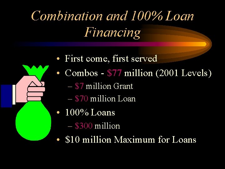 Combination and 100% Loan Financing • First come, first served • Combos - $77