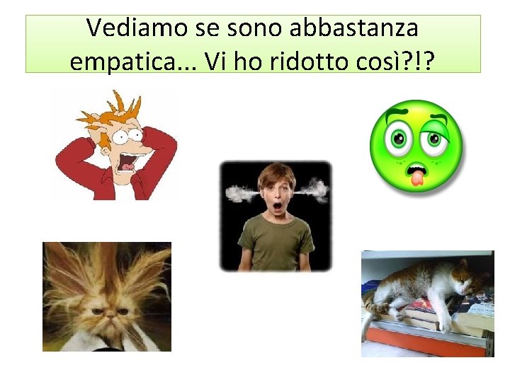 Vediamo se sono abbastanza empatica. . . Vi ho ridotto così? !? 