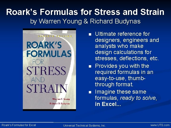 Roark’s Formulas for Stress and Strain by Warren Young & Richard Budynas n n