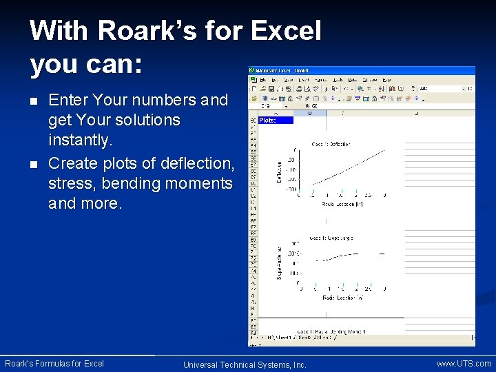 With Roark’s for Excel you can: n n Enter Your numbers and get Your