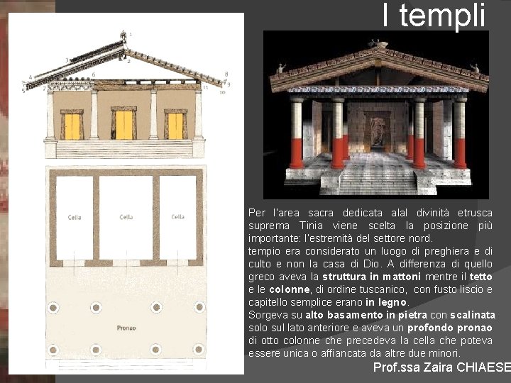 I templi Per l’area sacra dedicata alal divinità etrusca suprema Tinia viene scelta la