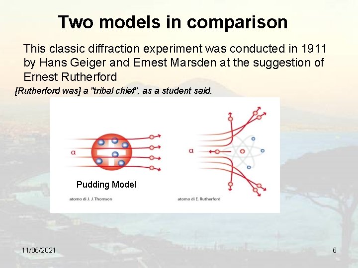 Two models in comparison This classic diffraction experiment was conducted in 1911 by Hans