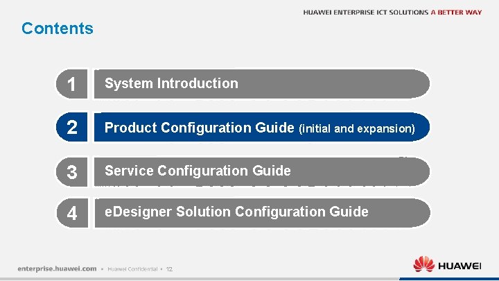 Contents 1 System Introduction 2 Product Configuration Guide (initial and expansion) 3 Service Configuration