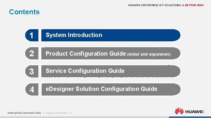 Contents 1 System Introduction 2 Product Configuration Guide (initial and expansion) 3 Service Configuration