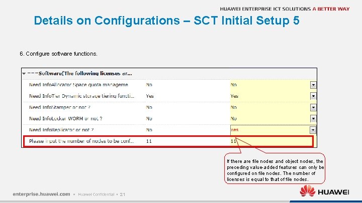 Details on Configurations – SCT Initial Setup 5 6. Configure software functions. If there