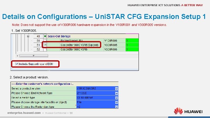 Details on Configurations – Uni. STAR CFG Expansion Setup 1 Note: Does not support
