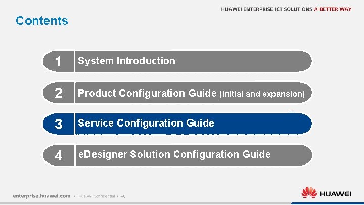 Contents 1 System Introduction 2 Product Configuration Guide (initial and expansion) 3 Service Configuration