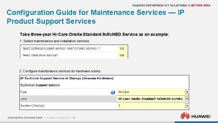 Configuration Guide for Maintenance Services — IP Product Support Services Take three-year Hi-Care Onsite