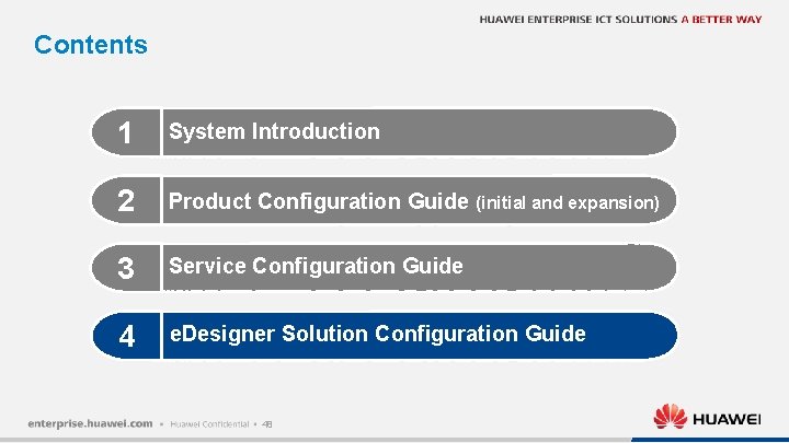 Contents 1 System Introduction 2 Product Configuration Guide (initial and expansion) 3 Service Configuration