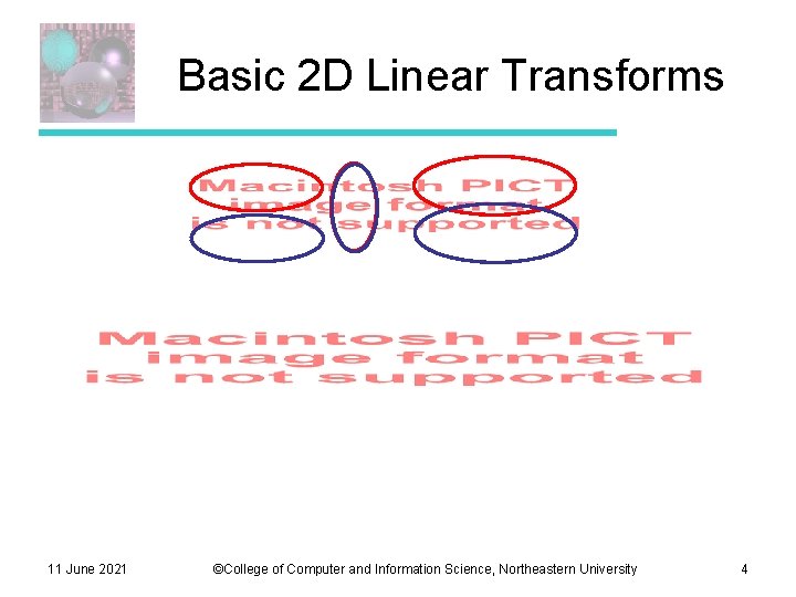 Basic 2 D Linear Transforms 11 June 2021 ©College of Computer and Information Science,