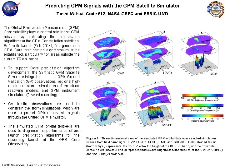 Predicting GPM Signals with the GPM Satellite Simulator Toshi Matsui, Code 612, NASA GSFC