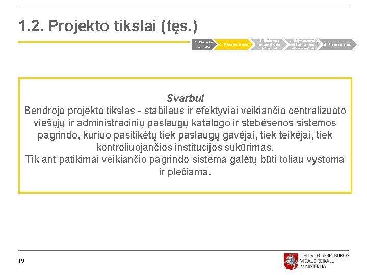 1. 2. Projekto tikslai (tęs. ) 1. Projekto aplinka 2. Projekto tikslai 3. Sistemos