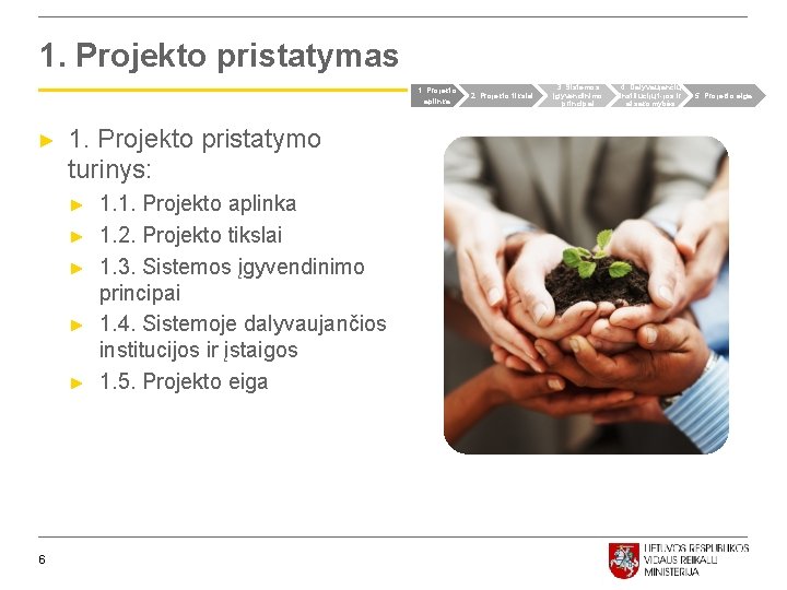 1. Projekto pristatymas 1. Projekto aplinka ► 1. Projekto pristatymo turinys: ► ► ►