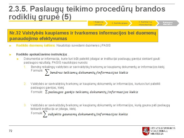 2. 3. 5. Paslaugų teikimo procedūrų brandos rodiklių grupė (5) 1. Sudarymo principai 2.