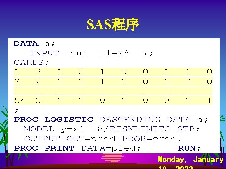 SAS程序 Monday, January 