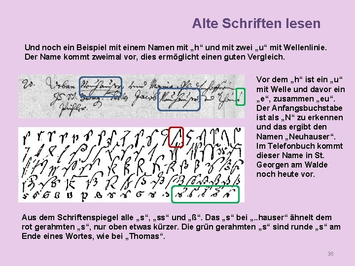 Alte Schriften lesen Und noch ein Beispiel mit einem Namen mit „h“ und mit