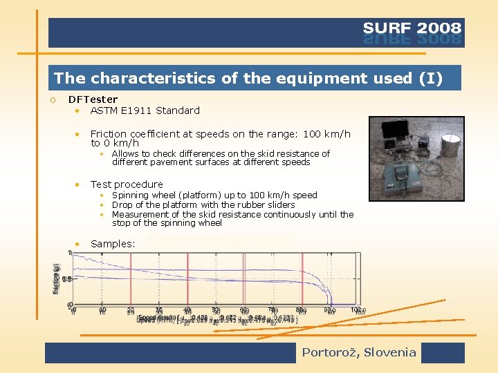 The characteristics of the equipment used (I) o DFTester • ASTM E 1911 Standard