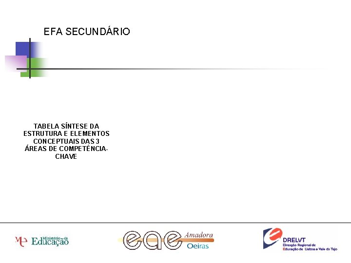 EFA SECUNDÁRIO TABELA SÍNTESE DA ESTRUTURA E ELEMENTOS CONCEPTUAIS DAS 3 ÁREAS DE COMPETÊNCIACHAVE