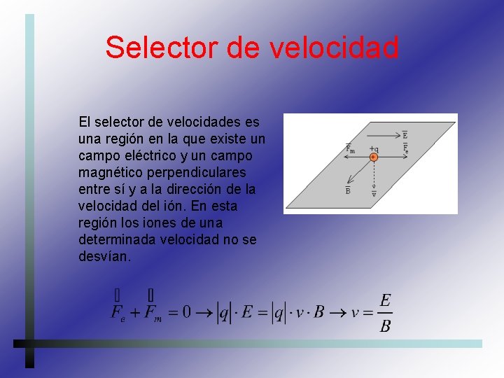 Selector de velocidad El selector de velocidades es una región en la que existe
