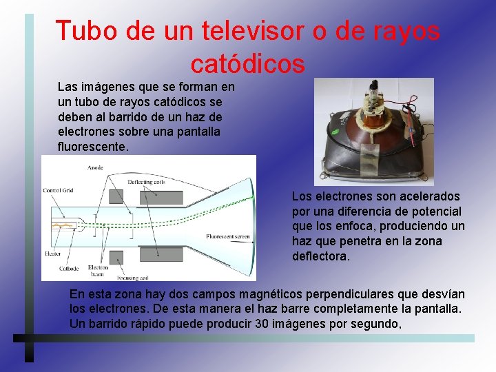 Tubo de un televisor o de rayos catódicos Las imágenes que se forman en