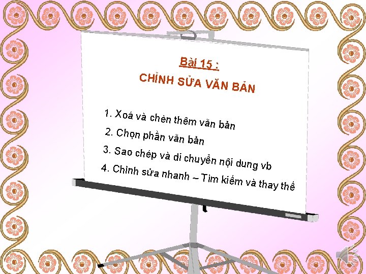 Bài 15 : CHỈNH SỬ A VĂN BẢN 1. Xoá và c hèn thêm