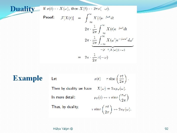 Duality Example Hülya Yalçın © 92 