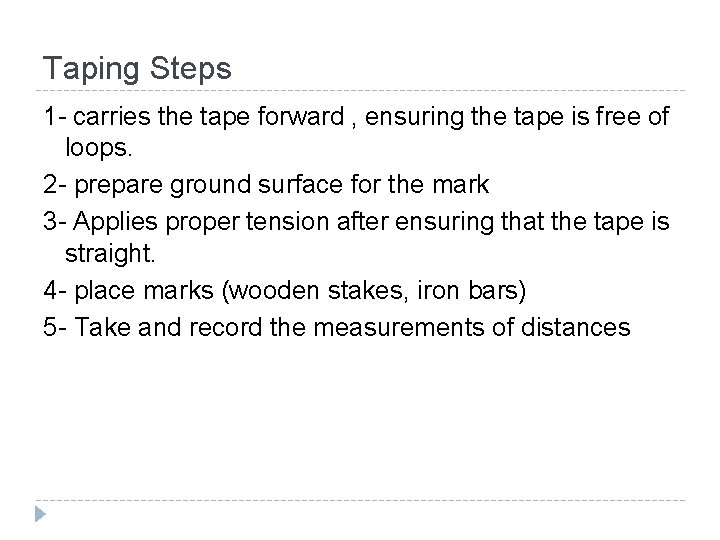 Taping Steps 1 - carries the tape forward , ensuring the tape is free