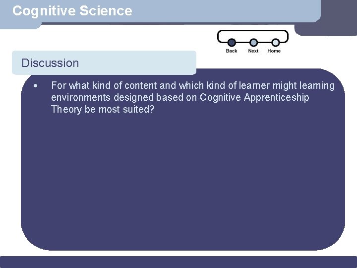 Cognitive Science Discussion · Scenario For what kind of content and which kind of