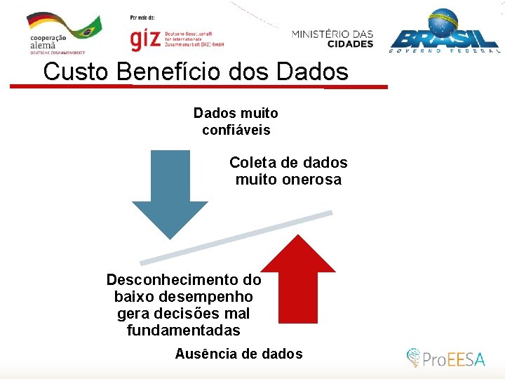 Custo Benefício dos Dados muito confiáveis Coleta de dados muito onerosa Desconhecimento do baixo