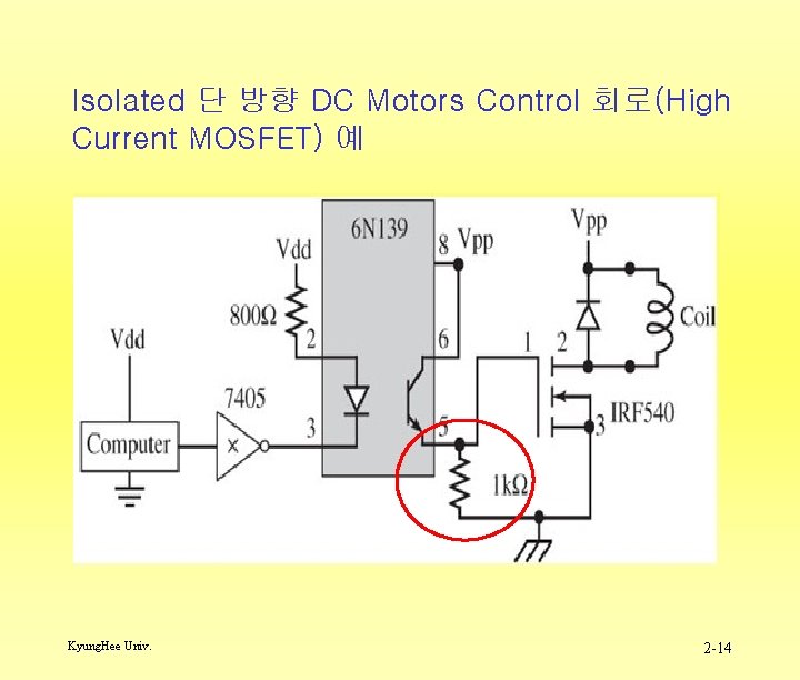 Isolated 단 방향 DC Motors Control 회로(High Current MOSFET) 예 Kyung. Hee Univ. 2