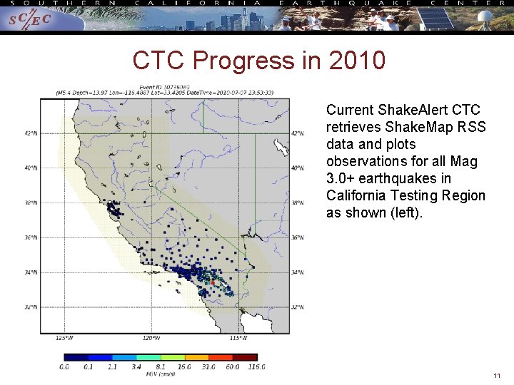 CTC Progress in 2010 Current Shake. Alert CTC retrieves Shake. Map RSS data and