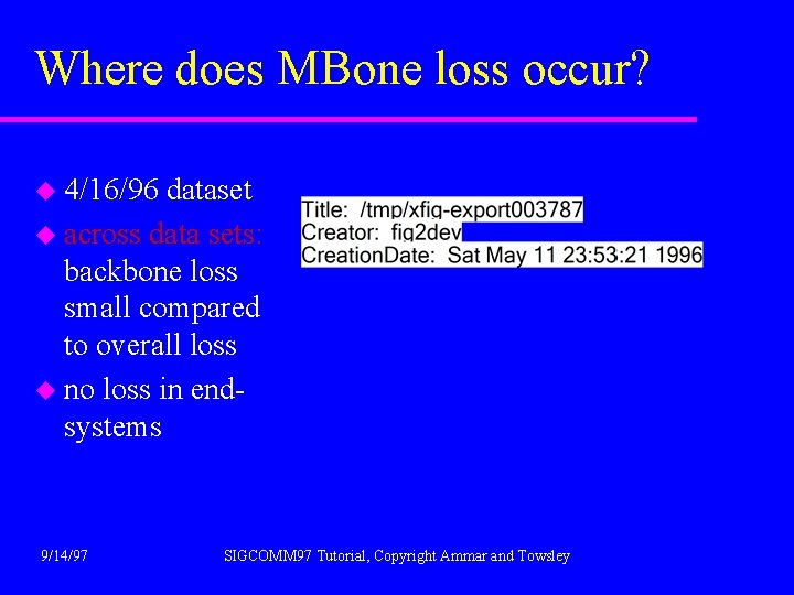 Where does MBone loss occur? u 4/16/96 dataset u across data sets: backbone loss