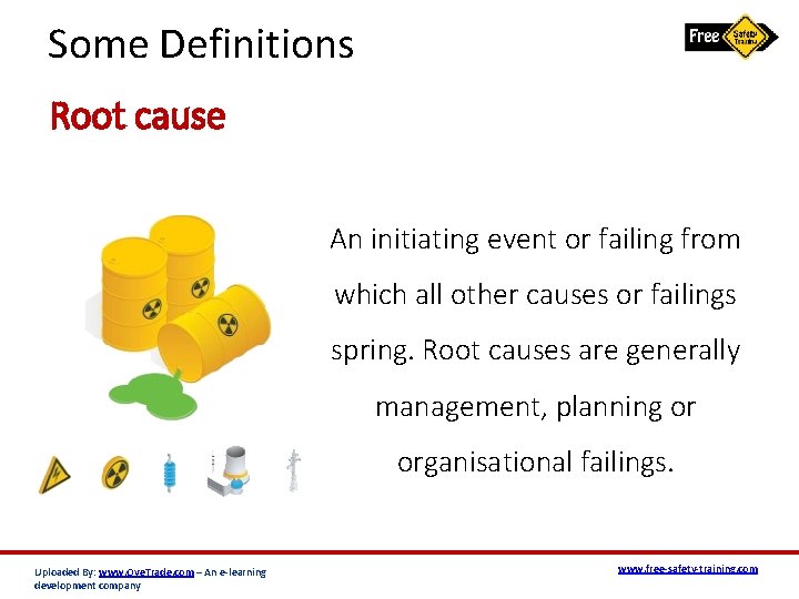 Some Definitions Root cause An initiating event or failing from which all other causes