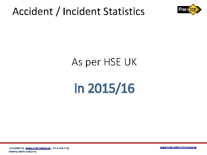 Accident / Incident Statistics As per HSE UK In 2015/16 Uploaded By: www. Oye.