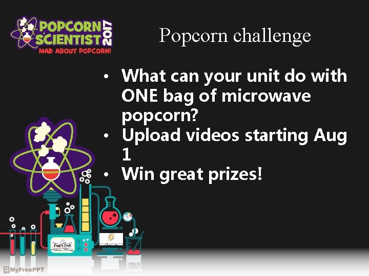 Popcorn challenge • What can your unit do with ONE bag of microwave popcorn?