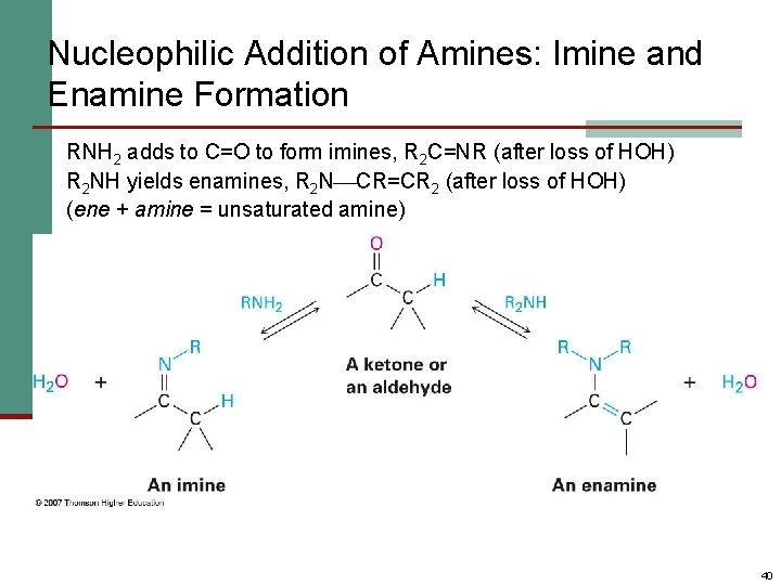 Nucleophilic Addition of Amines: Imine and Enamine Formation RNH 2 adds to C=O to