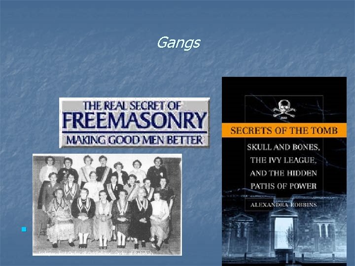Gangs n Secret Societies Independent Order of Oddfellows, Order of Rebekah Gangs n Secret Societies Independent Order of Oddfellows, Order of Rebekah
