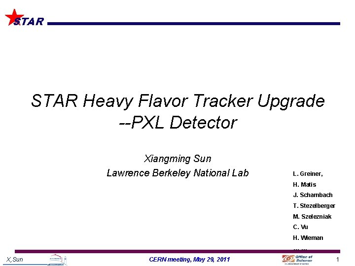 STAR Heavy Flavor Tracker Upgrade --PXL Detector Xiangming Sun Lawrence Berkeley National Lab L.