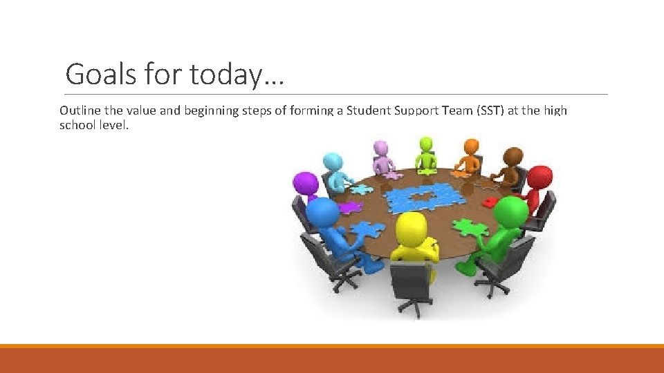 Goals for today… Outline the value and beginning steps of forming a Student Support