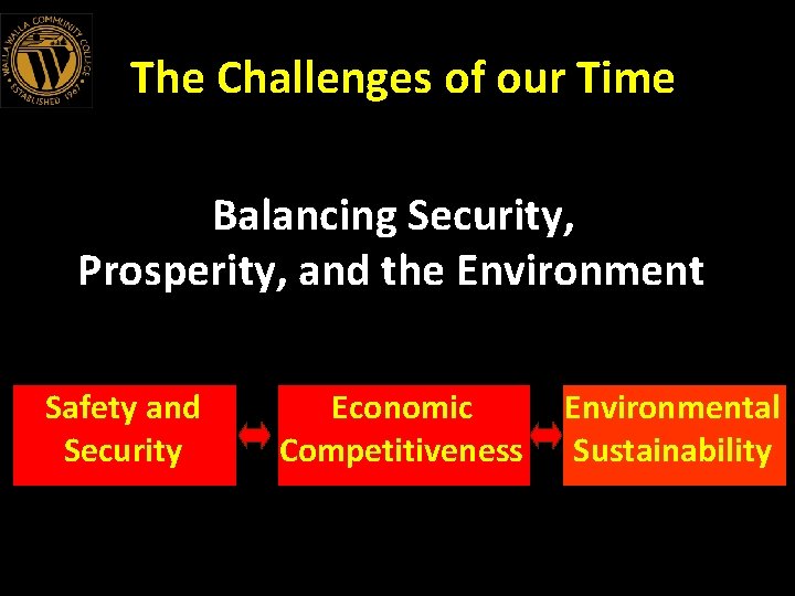 The Challenges of our Time Balancing Security, Prosperity, and the Environment Safety and Security