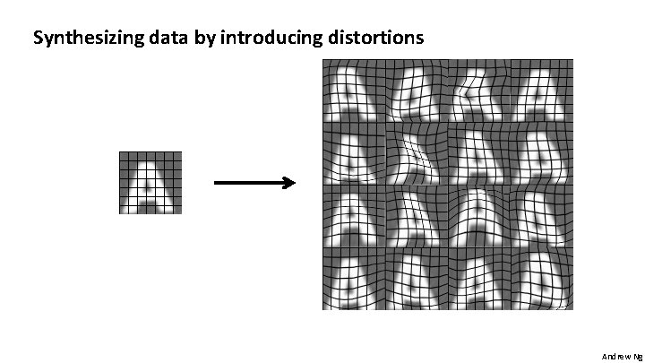 Synthesizing data by introducing distortions Andrew Ng 