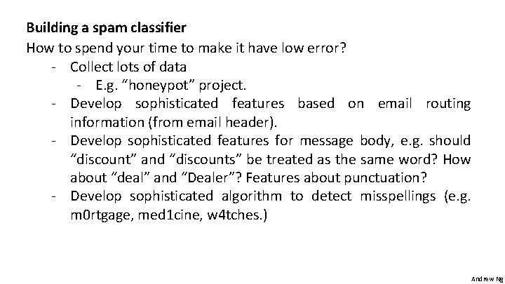 Building a spam classifier How to spend your time to make it have low