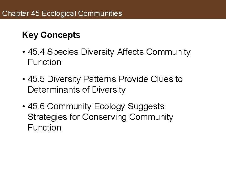 Chapter 45 Ecological Communities Key Concepts • 45. 4 Species Diversity Affects Community Function