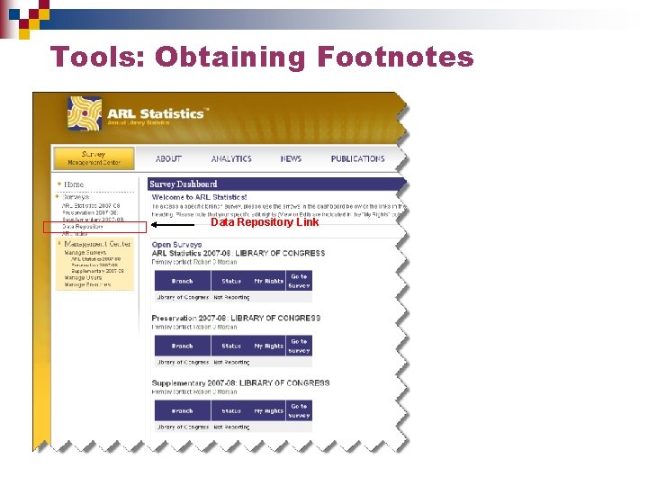 Tools: Obtaining Footnotes Data Repository Link 