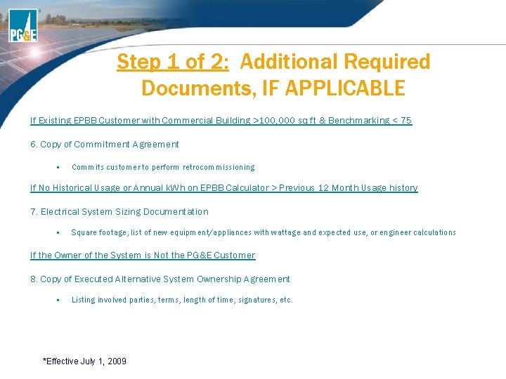 Step 1 of 2: Additional Required Documents, IF APPLICABLE If Existing EPBB Customer with Step 1 of 2: Additional Required Documents, IF APPLICABLE If Existing EPBB Customer with