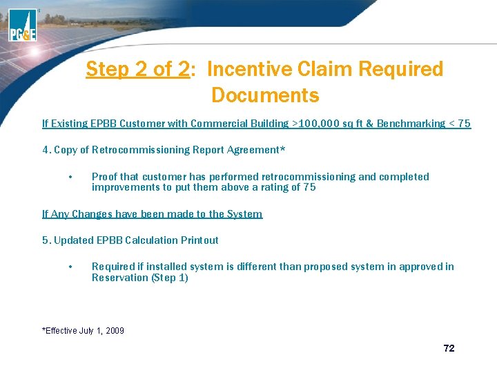 Step 2 of 2: Incentive Claim Required Documents If Existing EPBB Customer with Commercial Step 2 of 2: Incentive Claim Required Documents If Existing EPBB Customer with Commercial