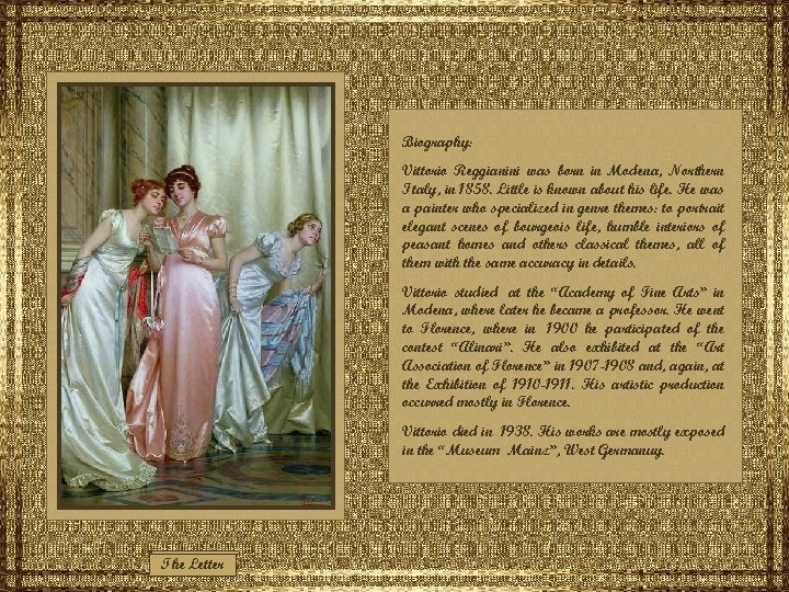 Biography: Vittorio Reggianini was born in Modena, Northern Italy, in 1858. Little is known
