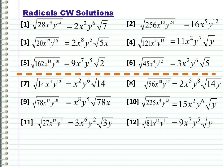 Radicals CW Solutions [1] [2] [3] [4] [5] [6] [7] [8] [9] [10] [11]